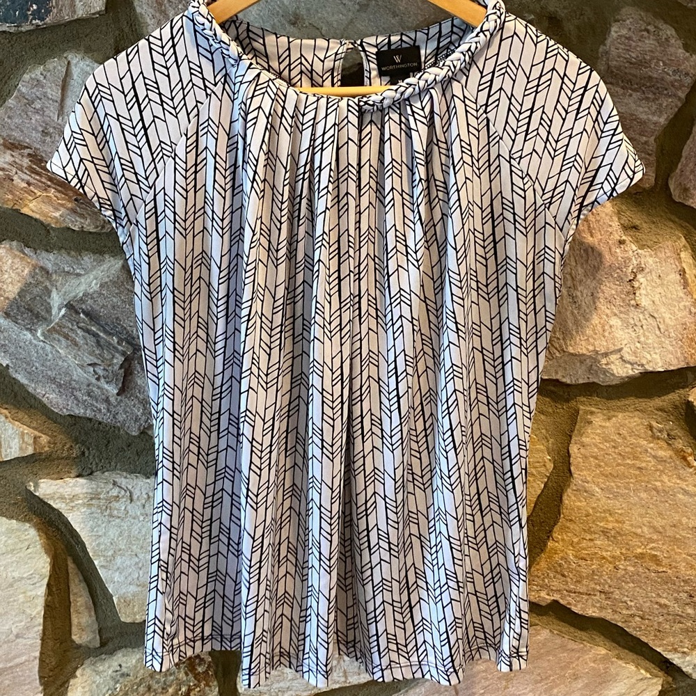 Worthington Blouse with Braided Neck Accent